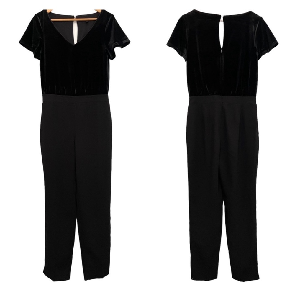 White House Black Market Velvet Bodice Black Jumpsuit Women’s Size 10 Party